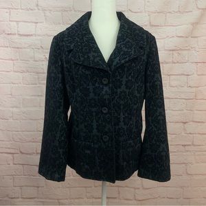 J Jill Black floral blazer jacket size 16